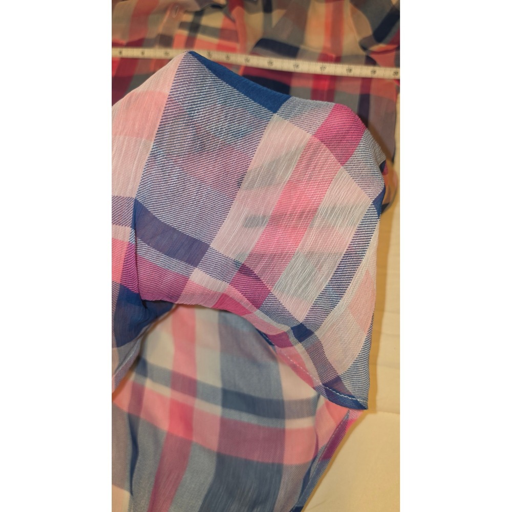 Hollister Womens Button up pink blue plaid Top M - Picture 6 of 6